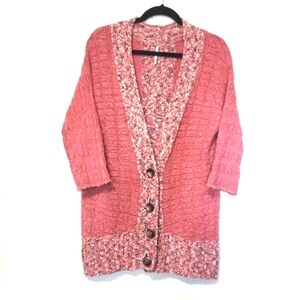 Free People Coral Wool Alpaca Chunky Knit Cardigan Small